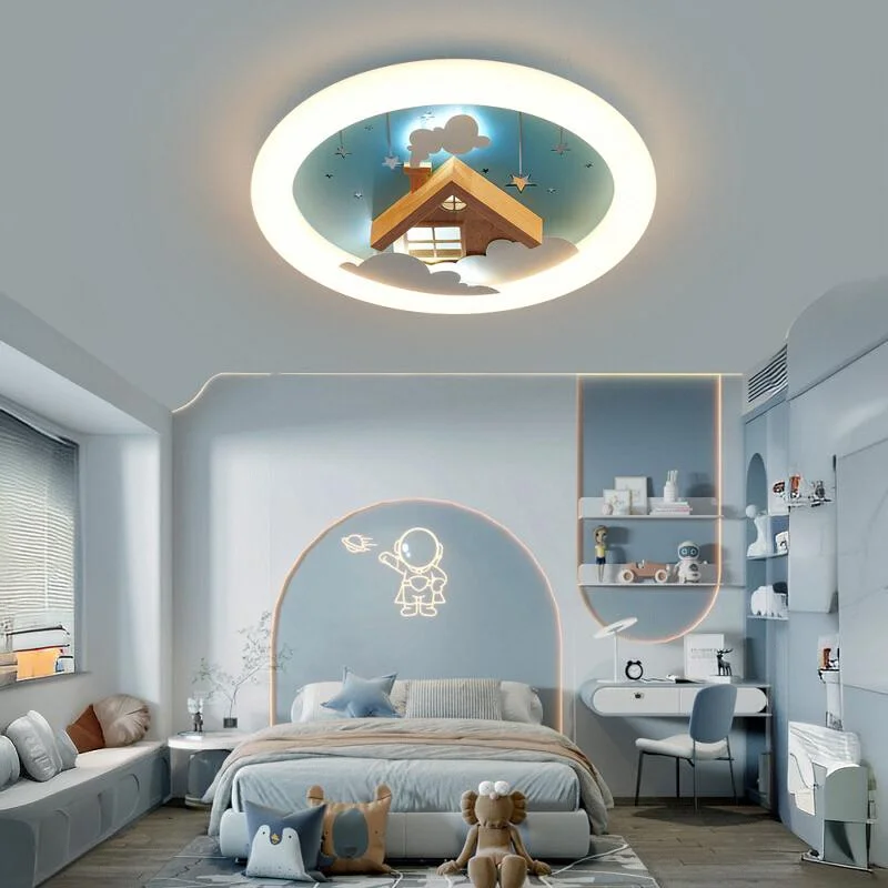 

Children's room bedroom light boy girl flying house wooden house study led ceiling light eye protection kindergarten light