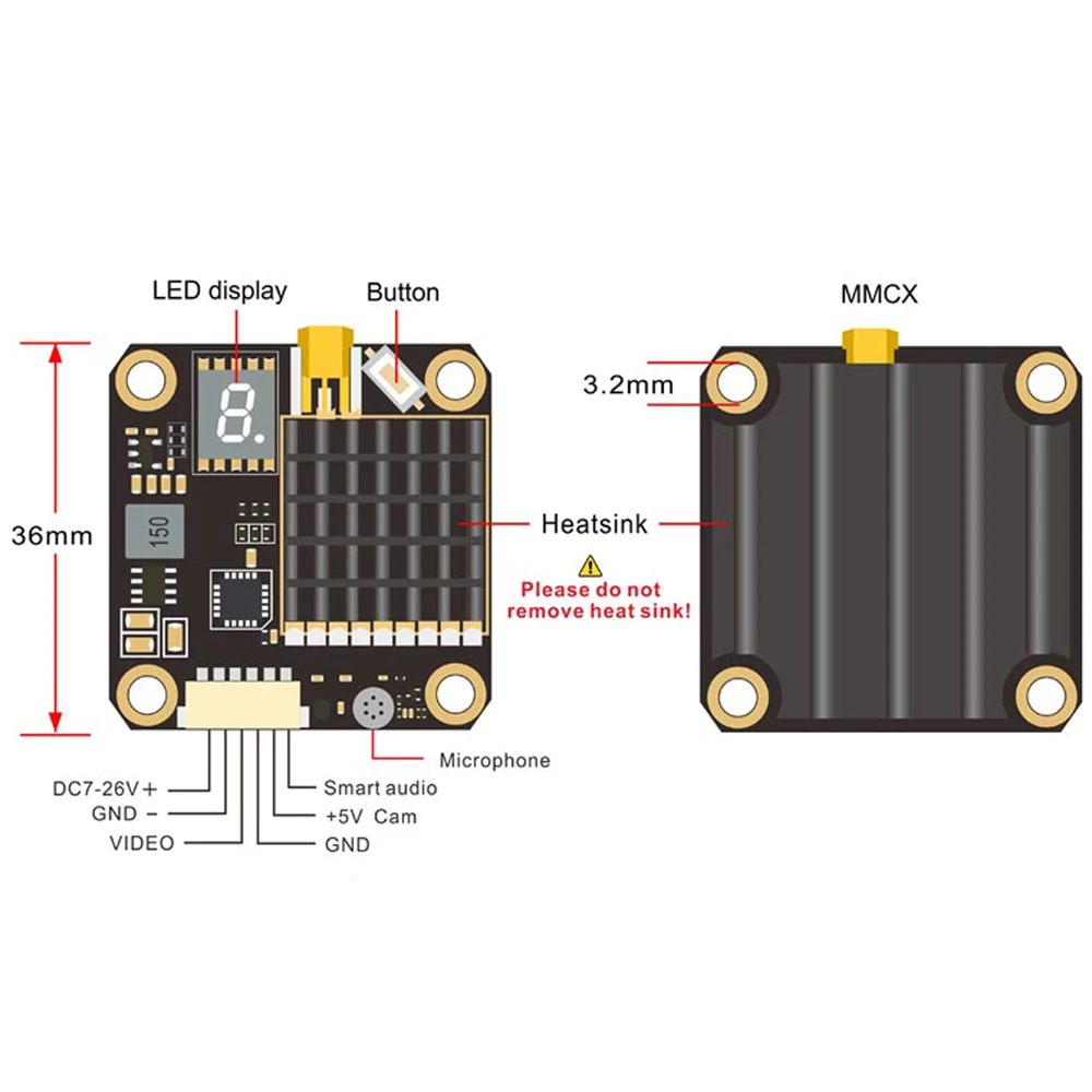 Picture 4: AKK FX2-Dominator 5.8GHz 40CH FPV Video Transmitter 2W 2000mW Switchable VTX with SmartAudio