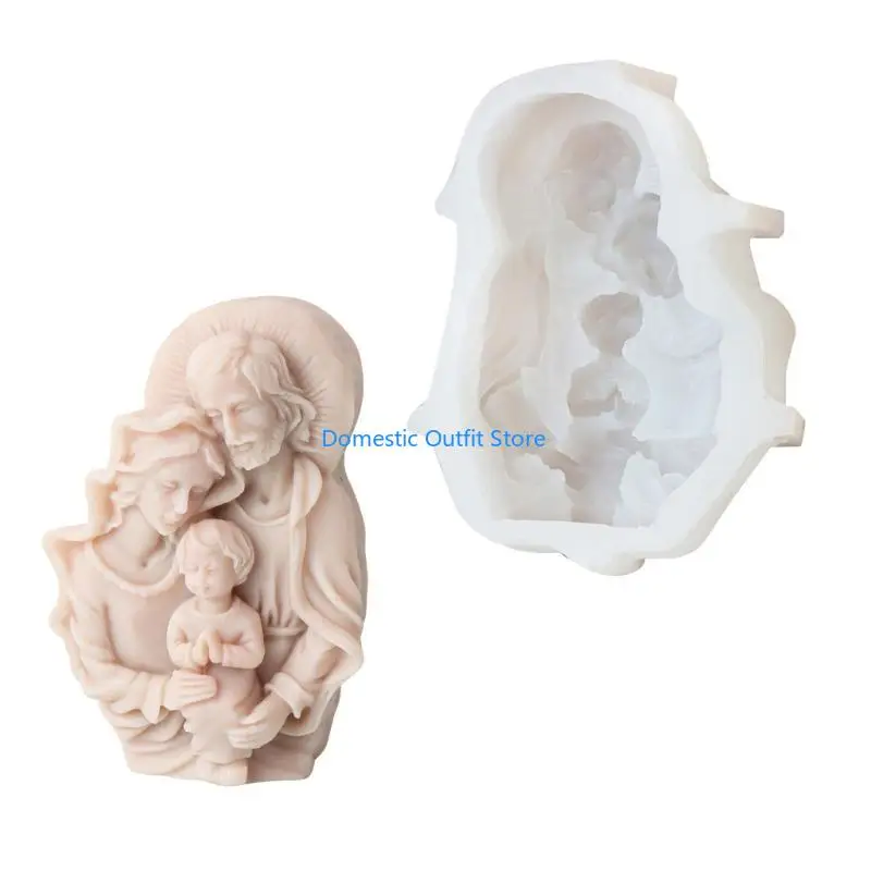 

Религиозная скульптура Силиконовая свеча формы для свечей, украшение рождественского фестиваля, эпоксидная смола, украшение 68tc