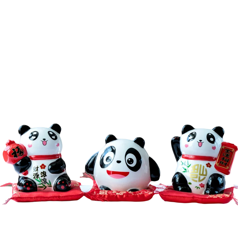 Ceramic Crafts Fortune Panda Doll Desktop Home Decoration Ornaments Activity Gifts Children Money Box