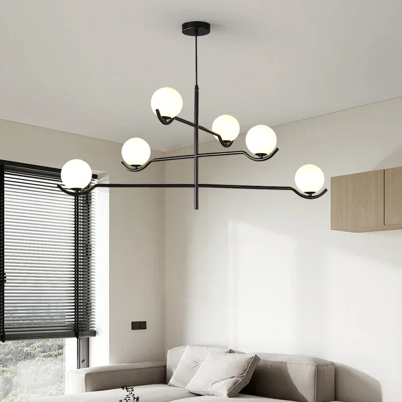 

White Glass Parlor Chandeliers Design Black Metal Dining Room Kitchen Bedroom Suspension Light Fixtures G9 Bulb Drop Shipping