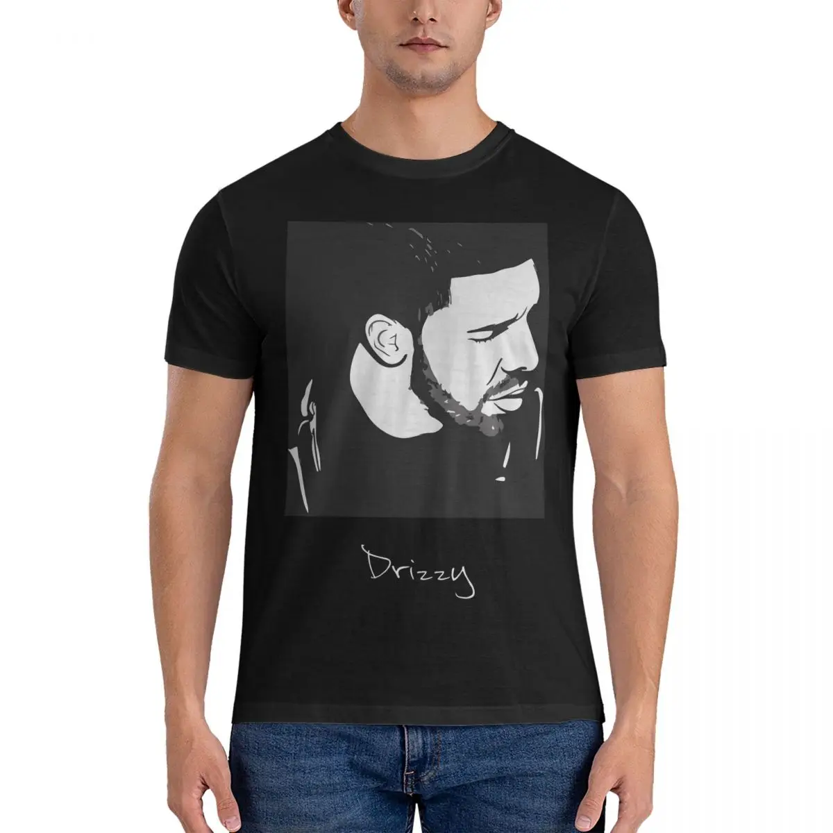 Casual Drke Drizzy Rapper Silhouette T-Shirts  Round Collar Pure Cotton T Shirts Drake Short Sleeve Tees Original Clothing