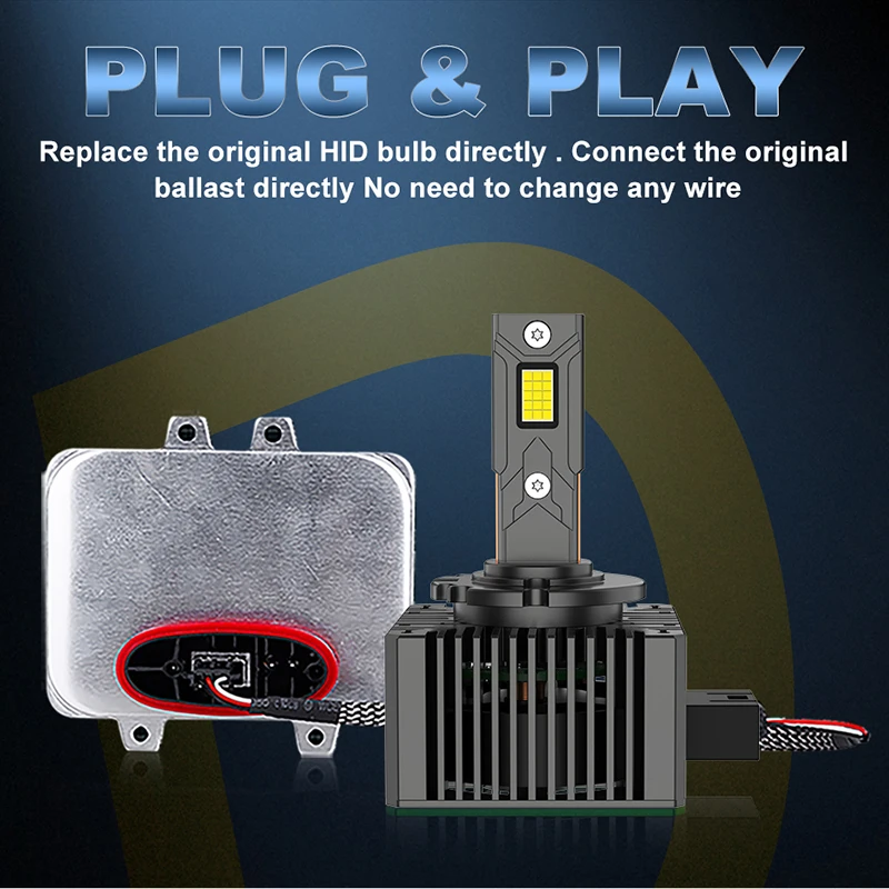 Bullvision D1S D3S LED Headlights HID D2S D4S D5S D8 Turbo LED 30000LM 35W Two-sided CSP Chip Plug&Play Car Lamp Xenon HID view 5