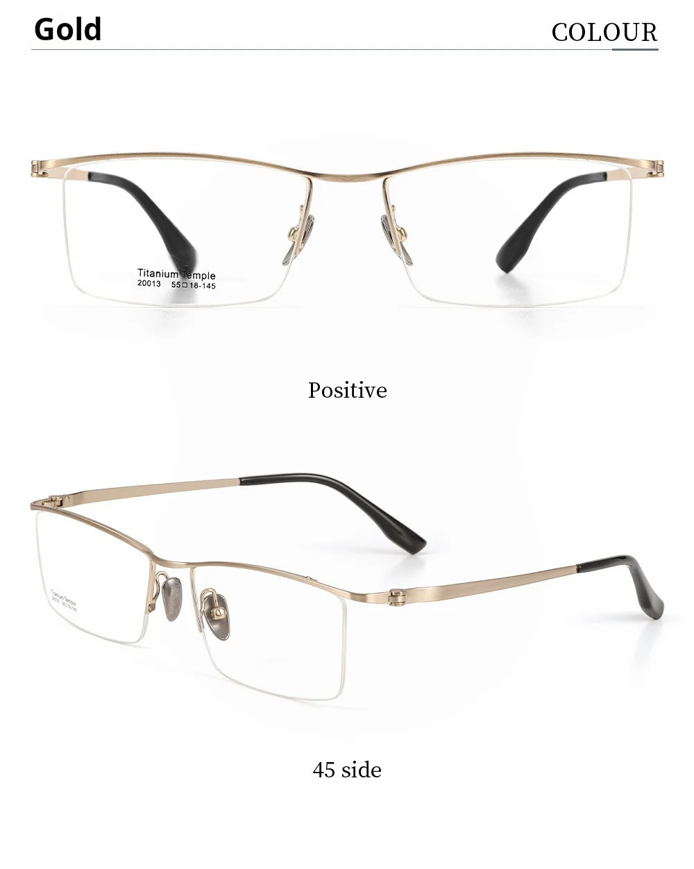 YIMARUILI Business-Halbrahmenbrille für Herren, ultraleicht, hochwertiges reines Titan, große Größe, einfacher quadratischer Brillenrahmen 20013 – Detail 11