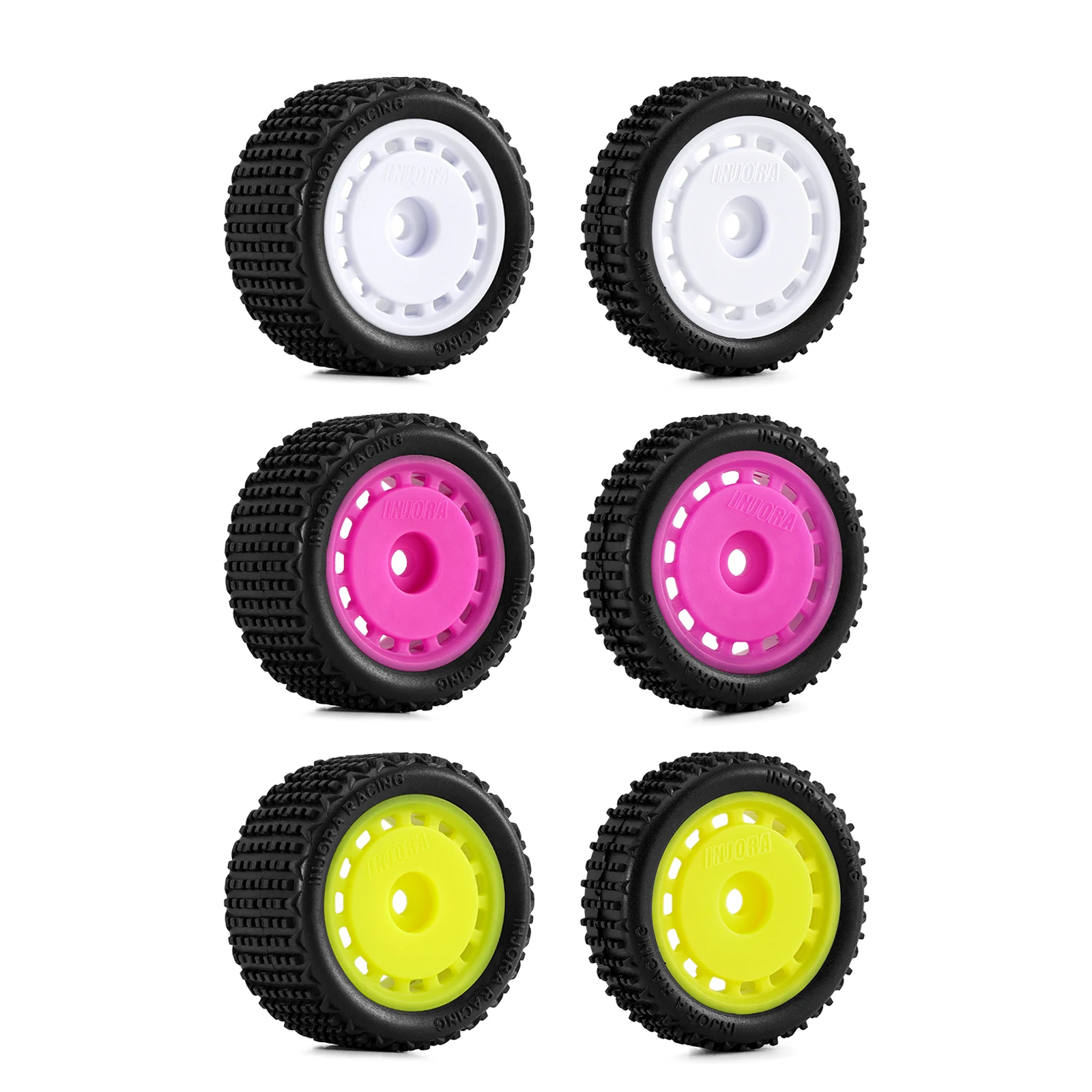 INJORA Pneus et roues de buggy à broches pré-montés pour 1/24 Losi Micro-B 1/28 Losi Micro-T