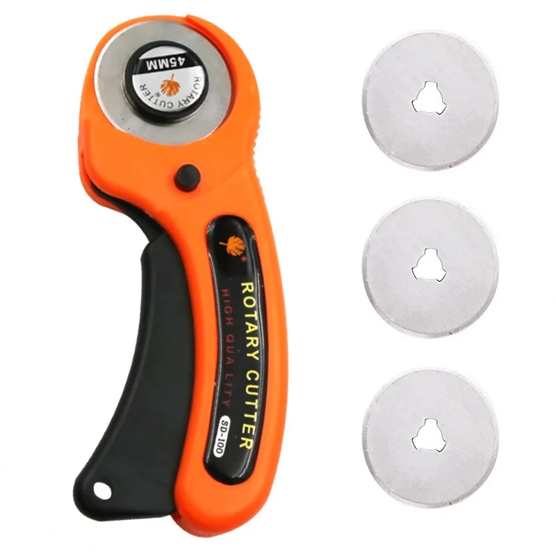 45-mm-Rotationsschneider-Set, Lederhandwerksschneidewerkzeug mit ergonomischem Griff für DIY-Stoff, Patchwork, Nähen, Quilten, Basteln – Detail 8