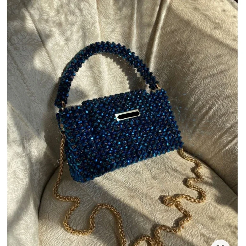 

New Handmade Beaded Ladies Party Dinner Shining Handbags for Women Fashionable Crystal Women's Bag 2024 Customized Colors