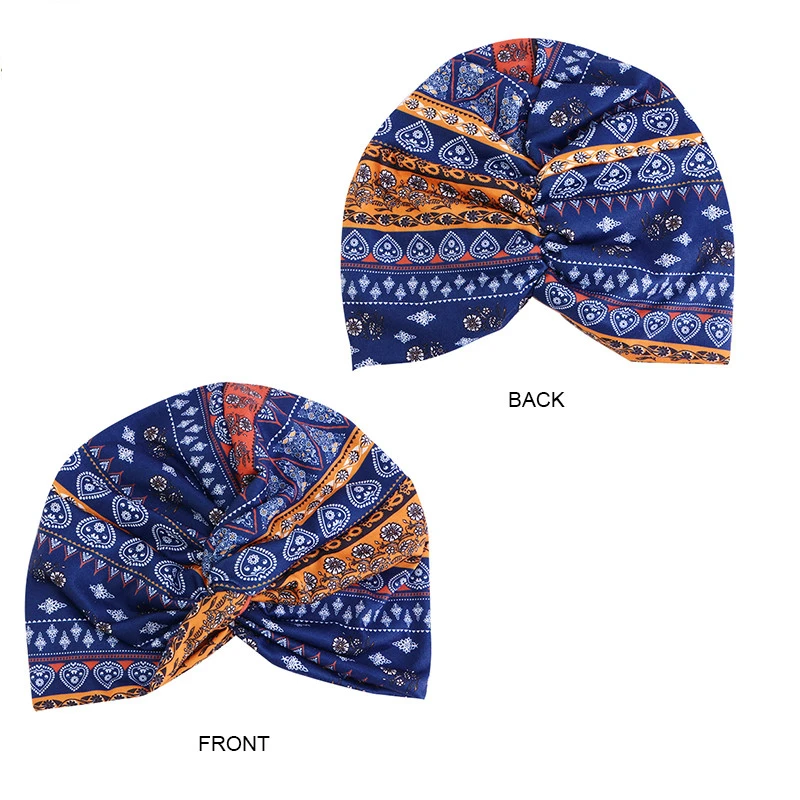 Women Muslim Inner Hijab Cap Folding Stretch Floral Print Twisted turban Head Wrap Bandanas Cancer Chemo Cap Hair Accessories