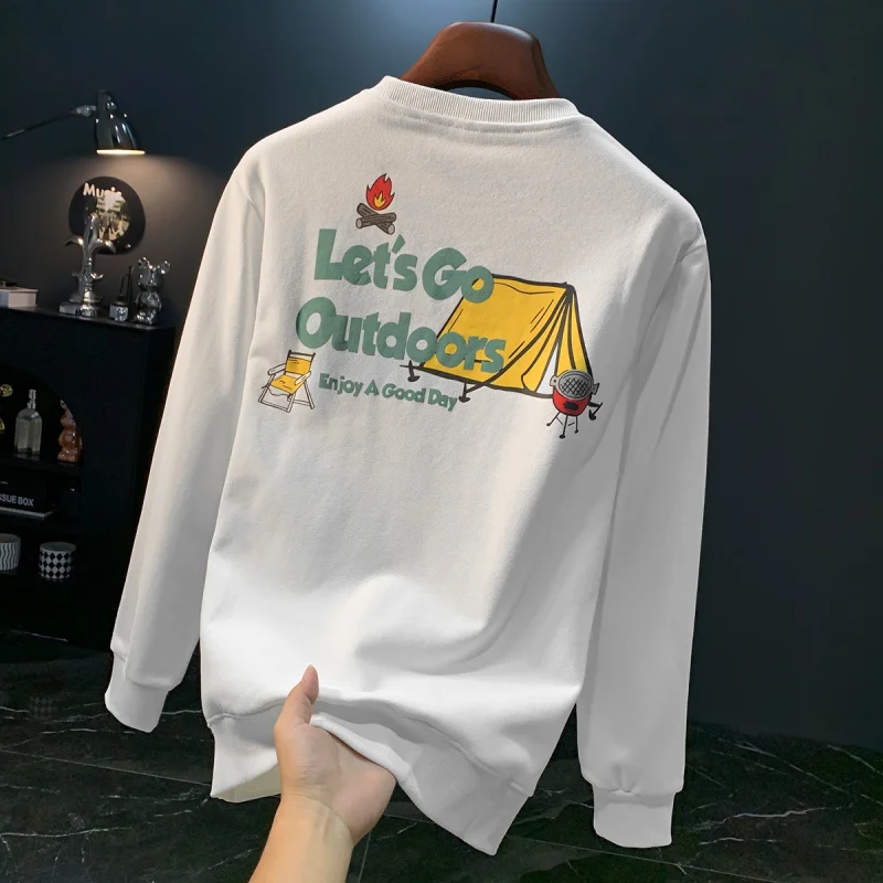 

Модная мужская толстовка с капюшоном, модная новинка 2025, осенний принт, повседневный универсальный базовый слой с длинными рукавами, топ