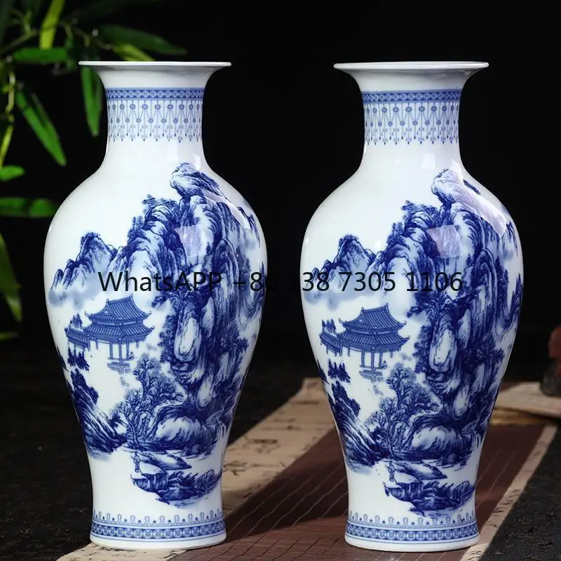 

Antique blue and white porcelain vase arrangement Chinese TV cabinet wine cabinet decoration ceramic ware