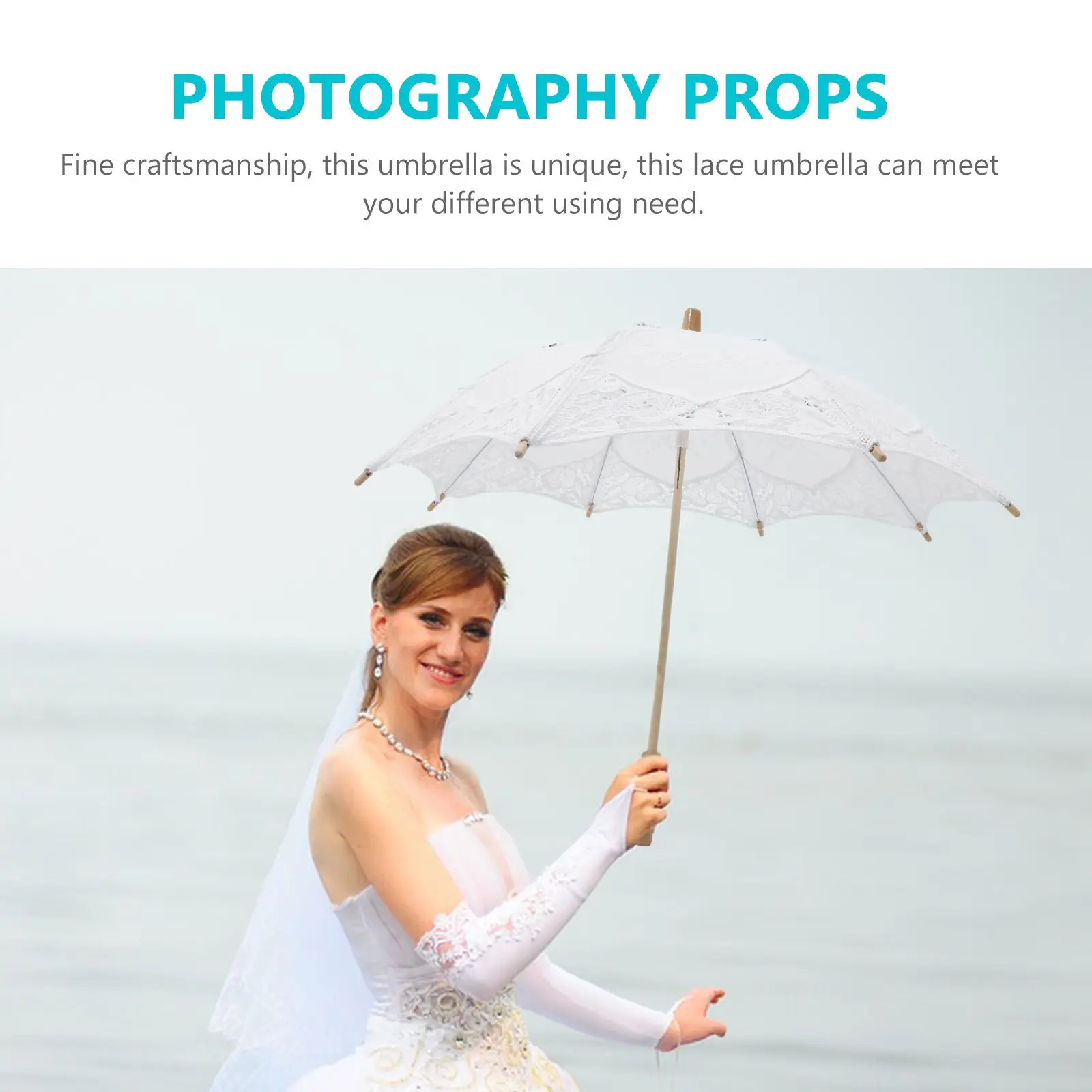 ร่มลูกไม้หัตถกรรม Parasol สําหรับสาวเทศกาล Vintage Elegant Decor ดอกไม้ตกแต่งรูป