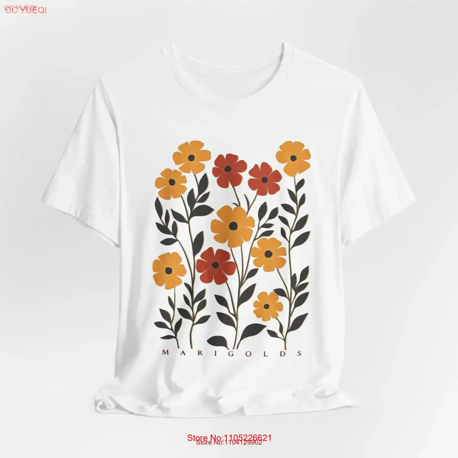 Marigolds Boho II T Shirt Bohemian Vintage Style Top Floral for Her vintage Washed Breathable Top For Everyday Wear Slightly
