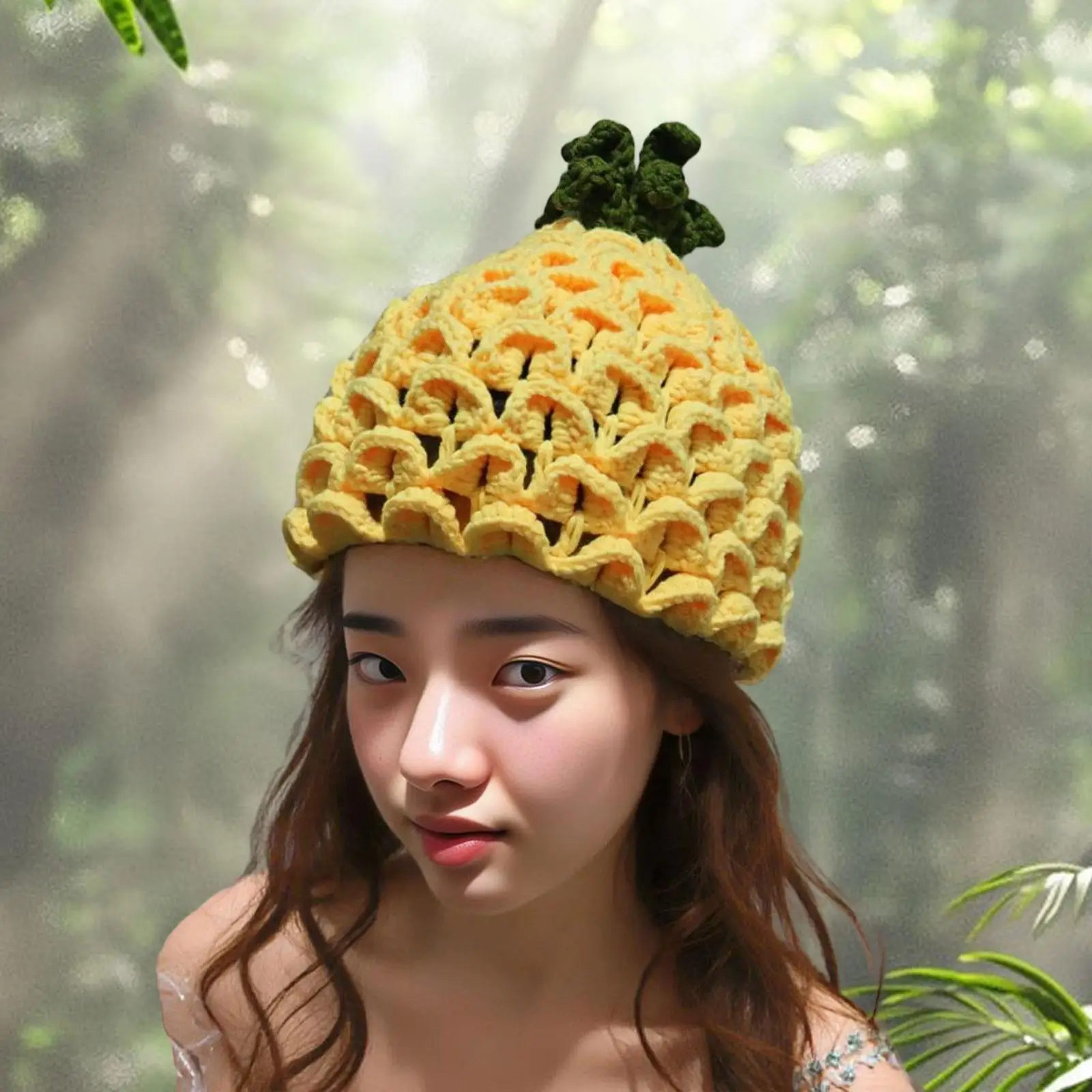 

Y2K Beanie for Women Headwear Comfortable Casual Warm Outdoor Cap Trendy Cosplay Costume Accessories Cute Pineapple Hat Elastic