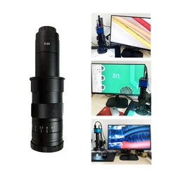 180X Video Microscope Lens 0.7X - 4.5X Adjustable Zoom Lens 0.5X C-mount Adapter Lens for Camera Mobile Repair Soldering