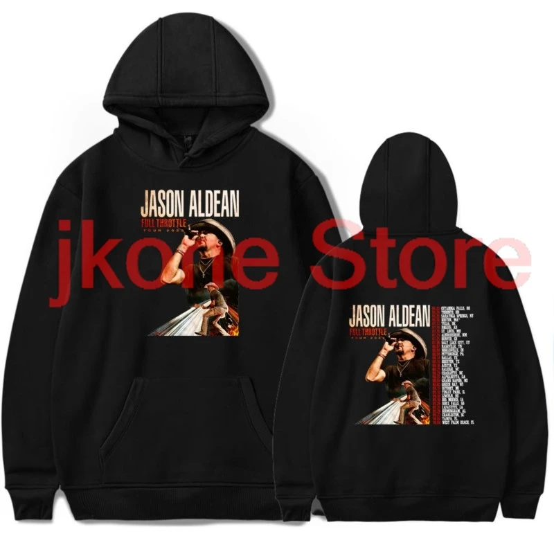 Jason Aldean Full Throttle Tour 2025 Merch Print For Women/Men Unisex Long Sleeve Sweatshirts Hooded Fashion Streetwear