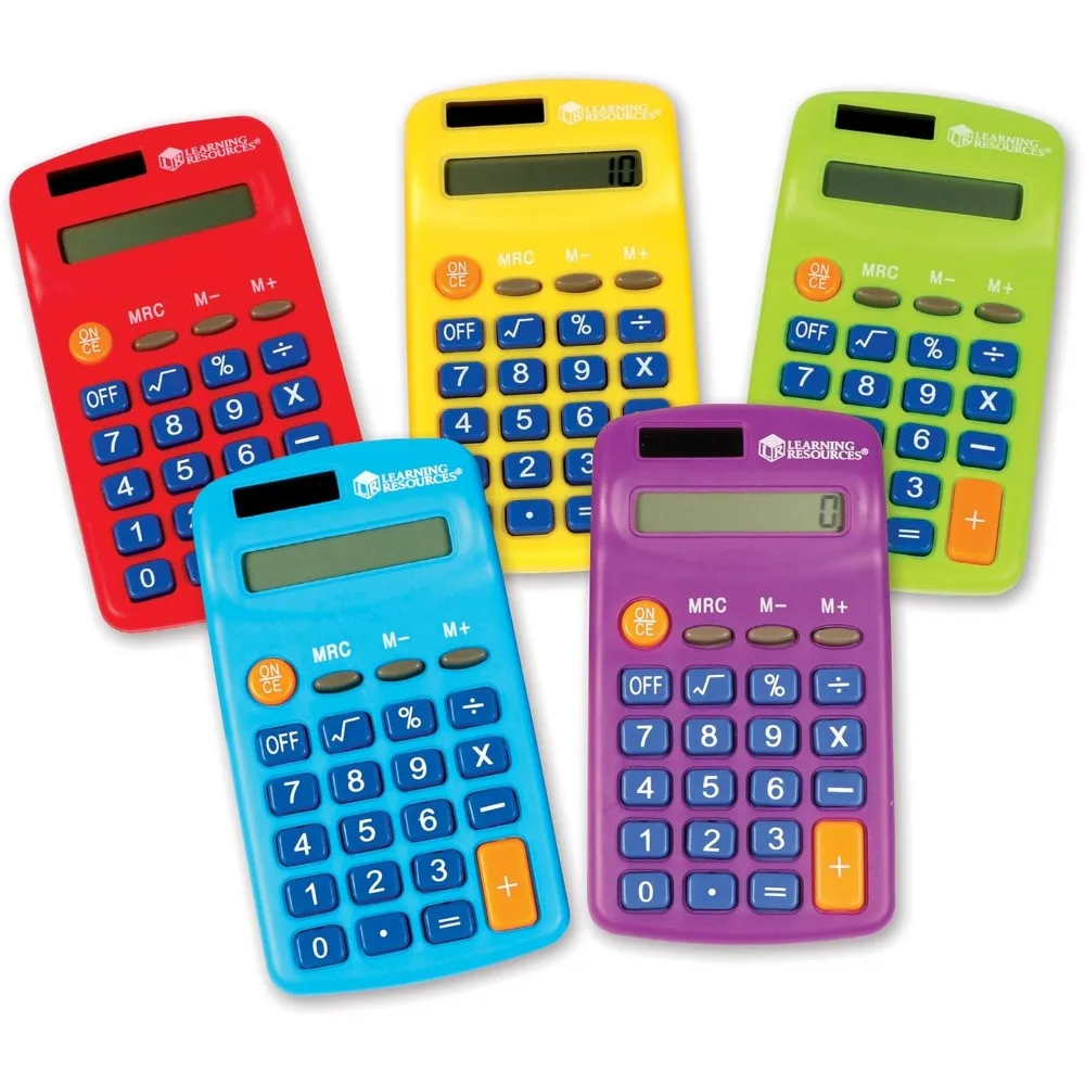 Learning Resources Rainbow Calculator & Storage Chart, Set of 30 Classroom Calculators, Ages 3+，Scientific Calculator