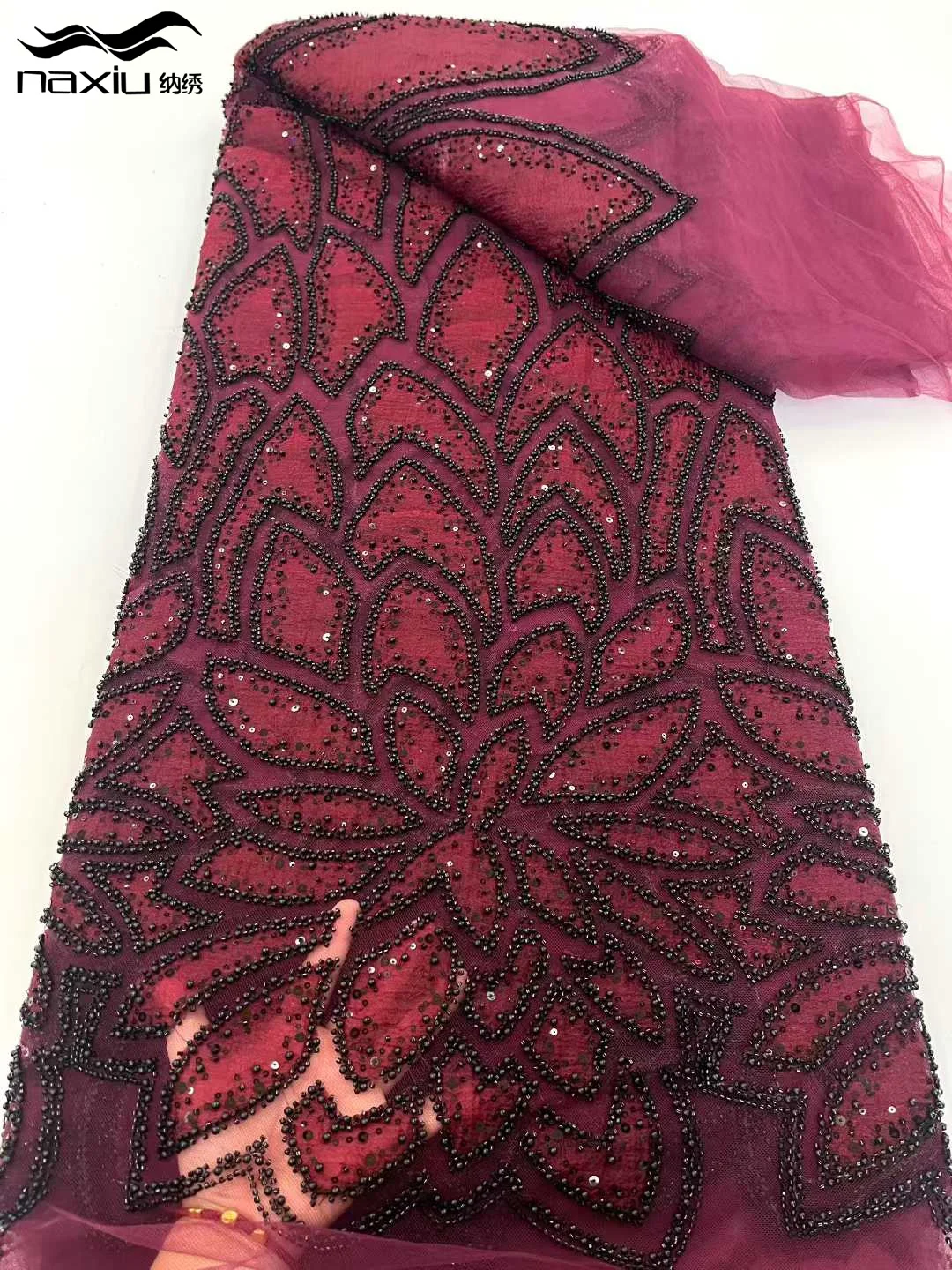 

Madison Luxury Elegant French Handmade Beaded Embroidery Lace Fabric Nigerian African Sequin Lace Fabric for Dinner Dresses