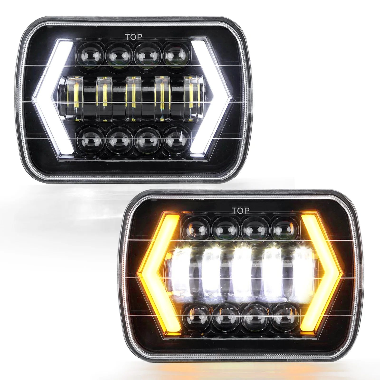 

For Jeep Wrangler for Toyota 7x6'' Universal LED Headlights 12-24V 6000K White Daytime Running Light DRL Amber Turn Signal Lamp