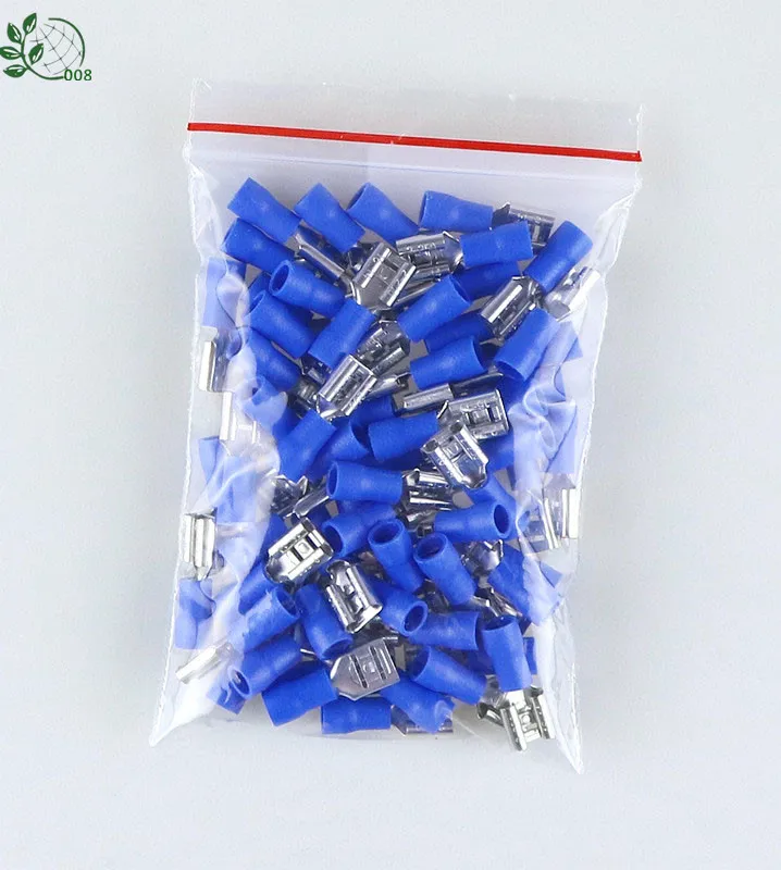 50PCS FDD2-250 Female Insulated Electrical Crimp Terminal for 1.5-2.5mm2 Connectors Cable Wire Connector FDD2-250 FDD2.5-250