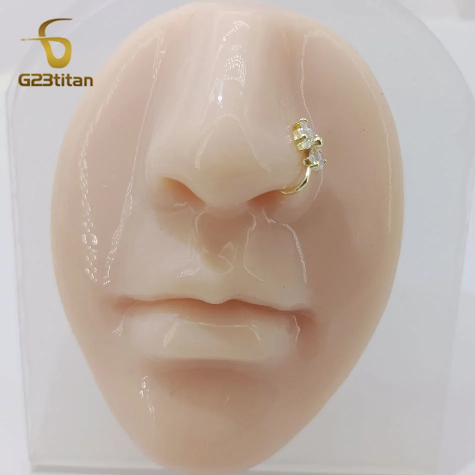 Fake Piercing Nose Ring Earring Five Zircon Flower U-shaped Nose Clip Hypoallergenic Non-perforated Women's Jewelry Decoration