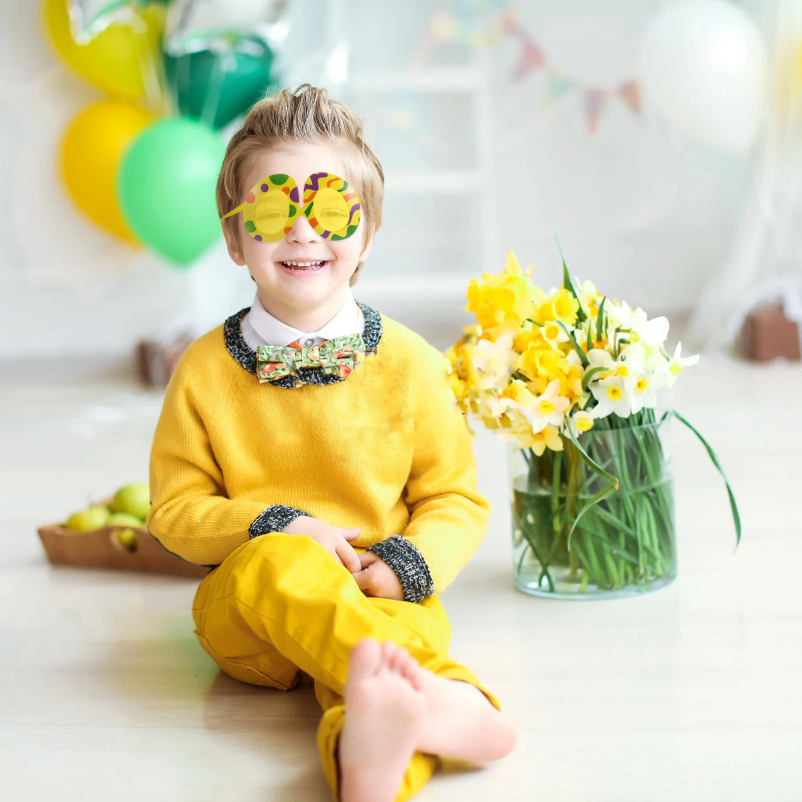 Cornice per uova di Pasqua divertente per bambini Festa per foto Puntelli per occhiali per bambini Puntelli per costumi Occhiali decorativi per festival