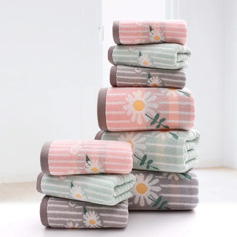 New Daisy Pure Cotton Absorbent Bath Towel 70 X 140cm Hotel Household Adult Male and Female Couple Fitness Swimming Beach Towel