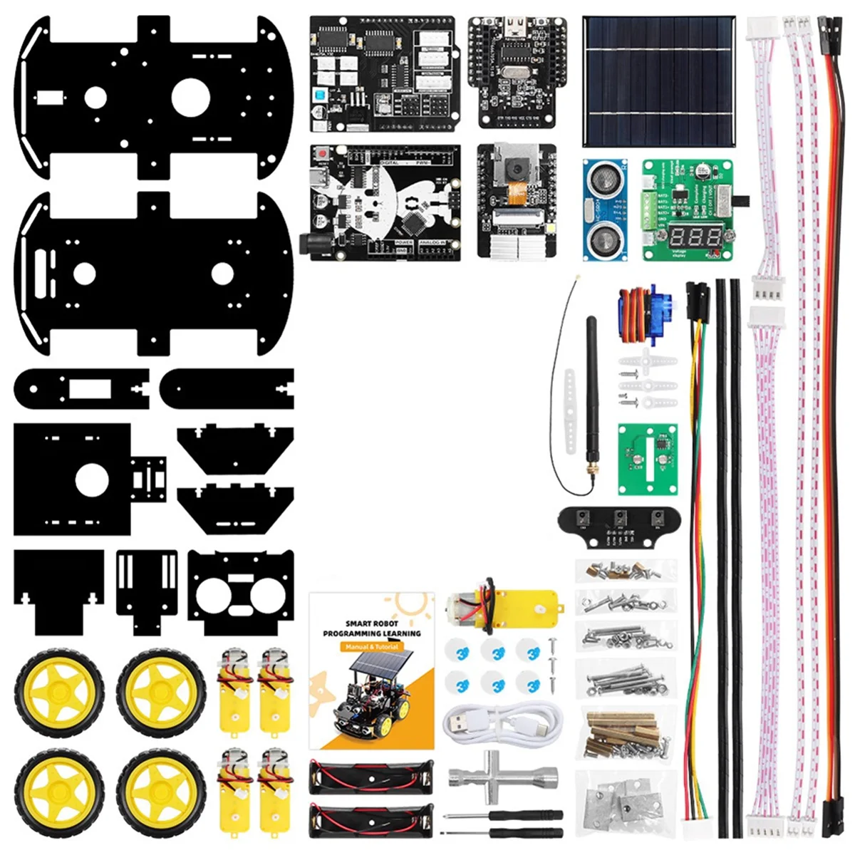 Latest ESP32-CAM Smart Car Programming Kit Solar Camera Programming Education Robot Car Ultrasonic Intelligent Programming Car