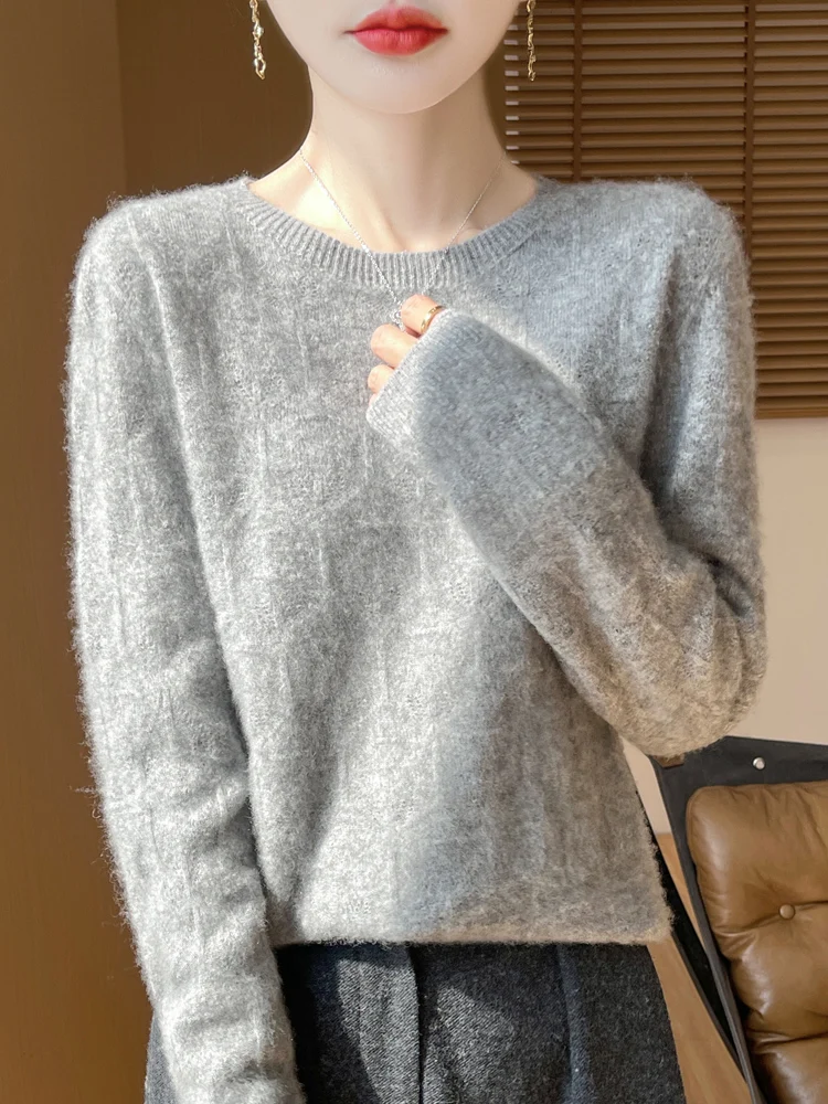 New Arrivals O-neck Hollow Out Autumn Winter Pure Color Women's Pullovers Casual Basic Soft 100% Merino Wool Warm Tops
