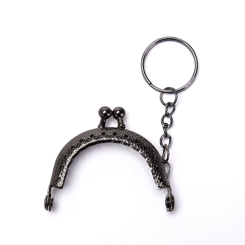 5cm Coin Purse Metal Frame Bag Change Purse Frame with Keychain Arch Frame Kiss Clasp Lock DIY Craft Wallet Accessories