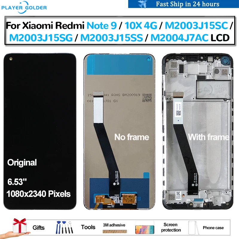 Original For Xiaomi Redmi Note 9 10X M2003J15SC M2003J15SG M2003J15SS Pantalla lcd Display Touch Panel Screen Digitizer Assembly