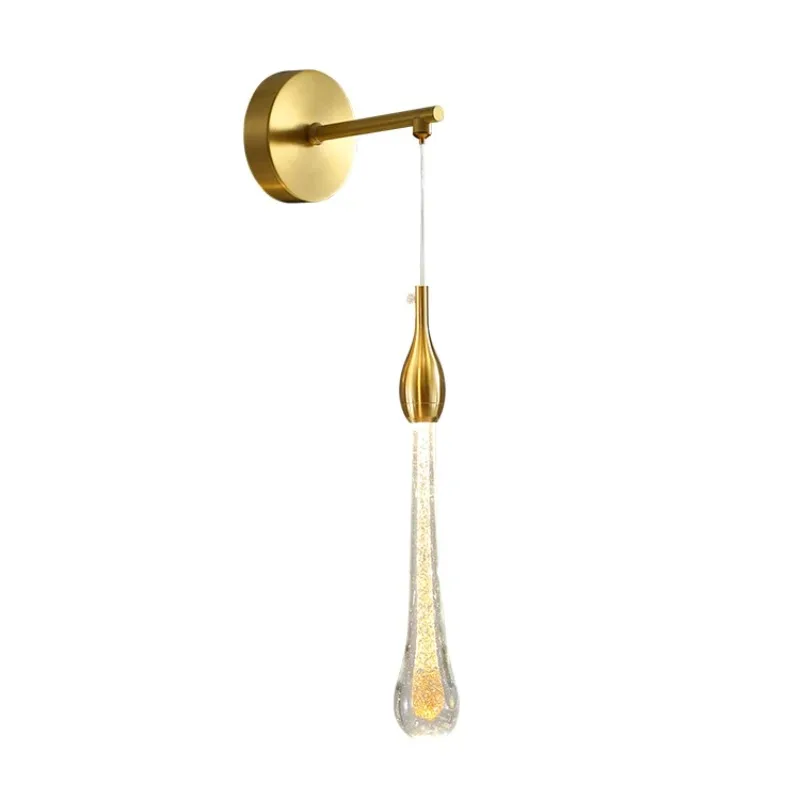 room bedroom copper gold raindrop decorative wall light modern clear bubbles glass LED wall lamp