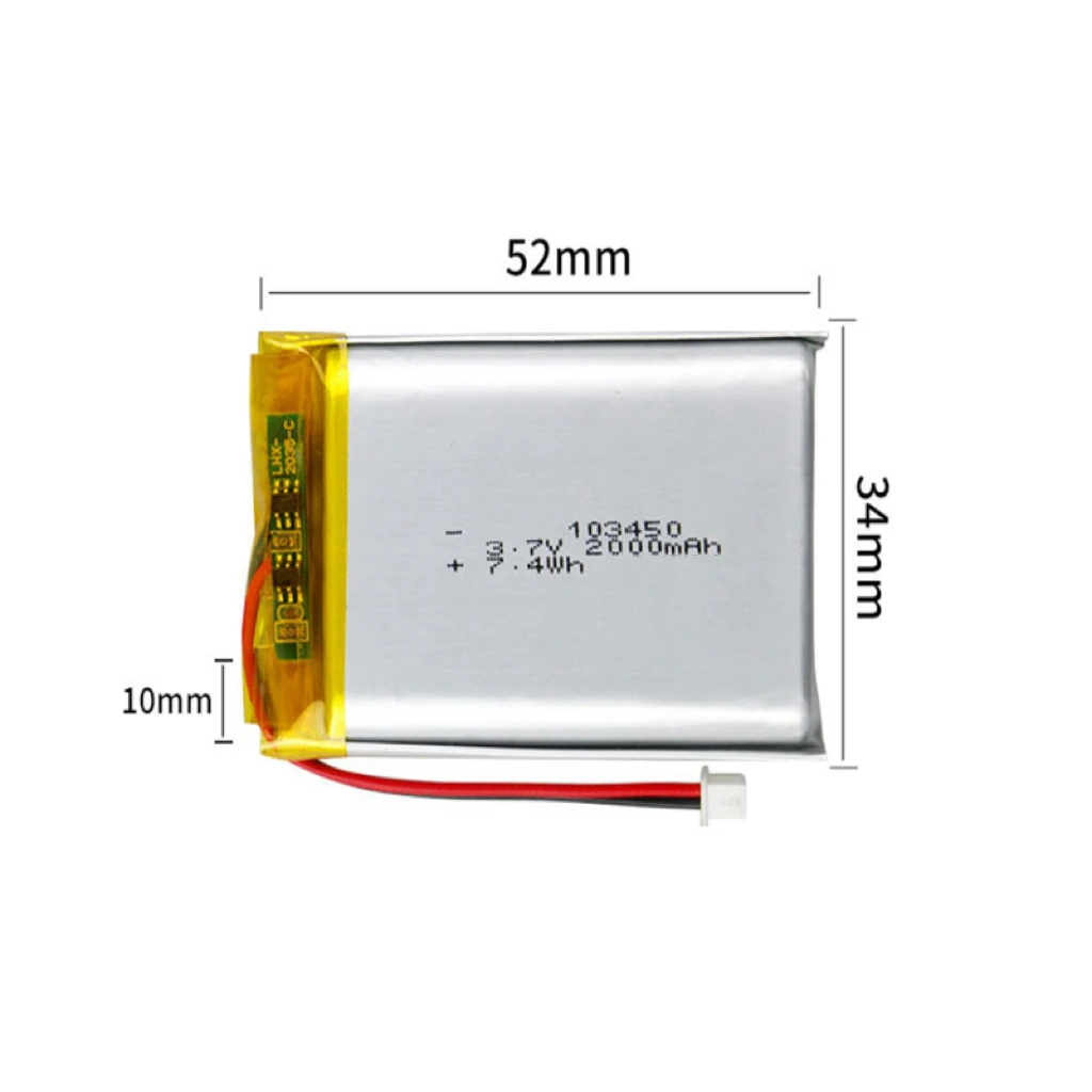 3.7V 2000mAh battery Lithium Polymer Li-Po Rechargeable Batteries 103450 For Mp3 GPS PSP phone power bank electronic Battery