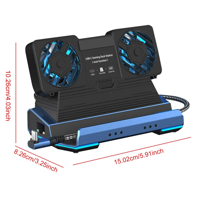 New!!Docking Station Dual Cooling Fan 4K@60Hz PD100W Gigabit Ethernet For Steam Deck OLED & ROG X And Legion Go - Image 6