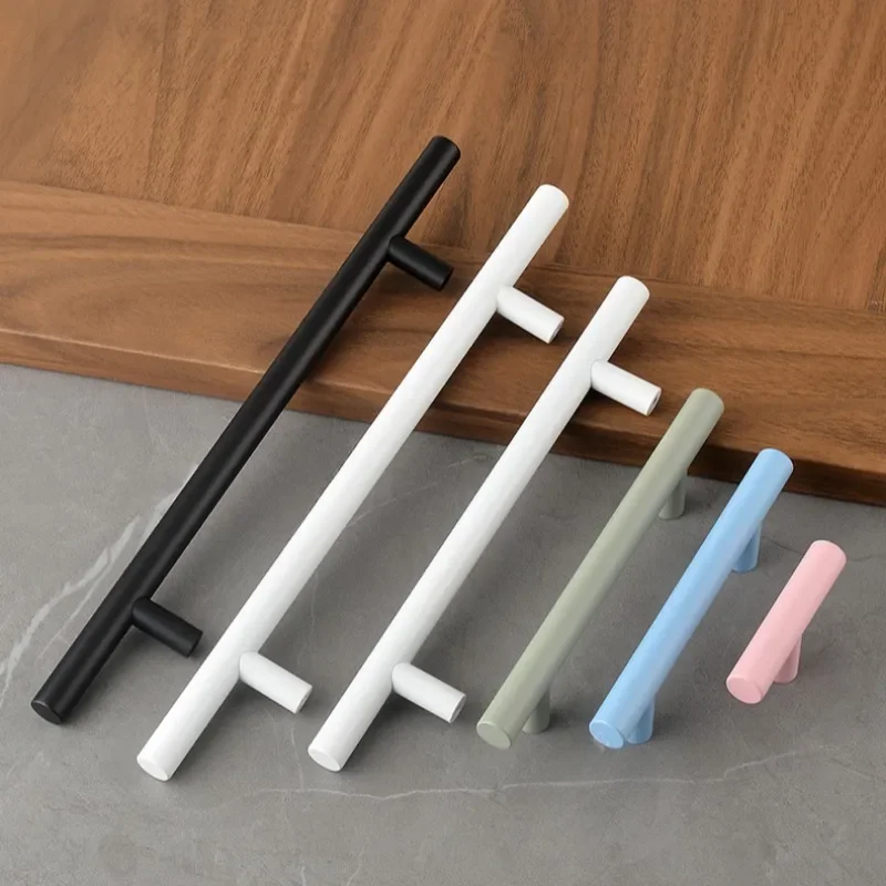 Simple Round Bar Kitchen Cabinet Door Handles Drawer Knobs and Colorful Handle for Furniture Children\'s Room
