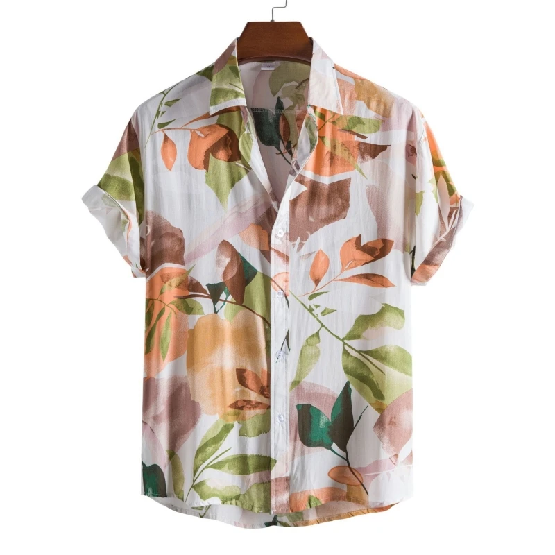 Luxury Shirts for Men Shirt T-shirts Man 2024 New Men's Clothing Beach Tiki Fashion Blouses Social Hawaiian Cotton Oversize