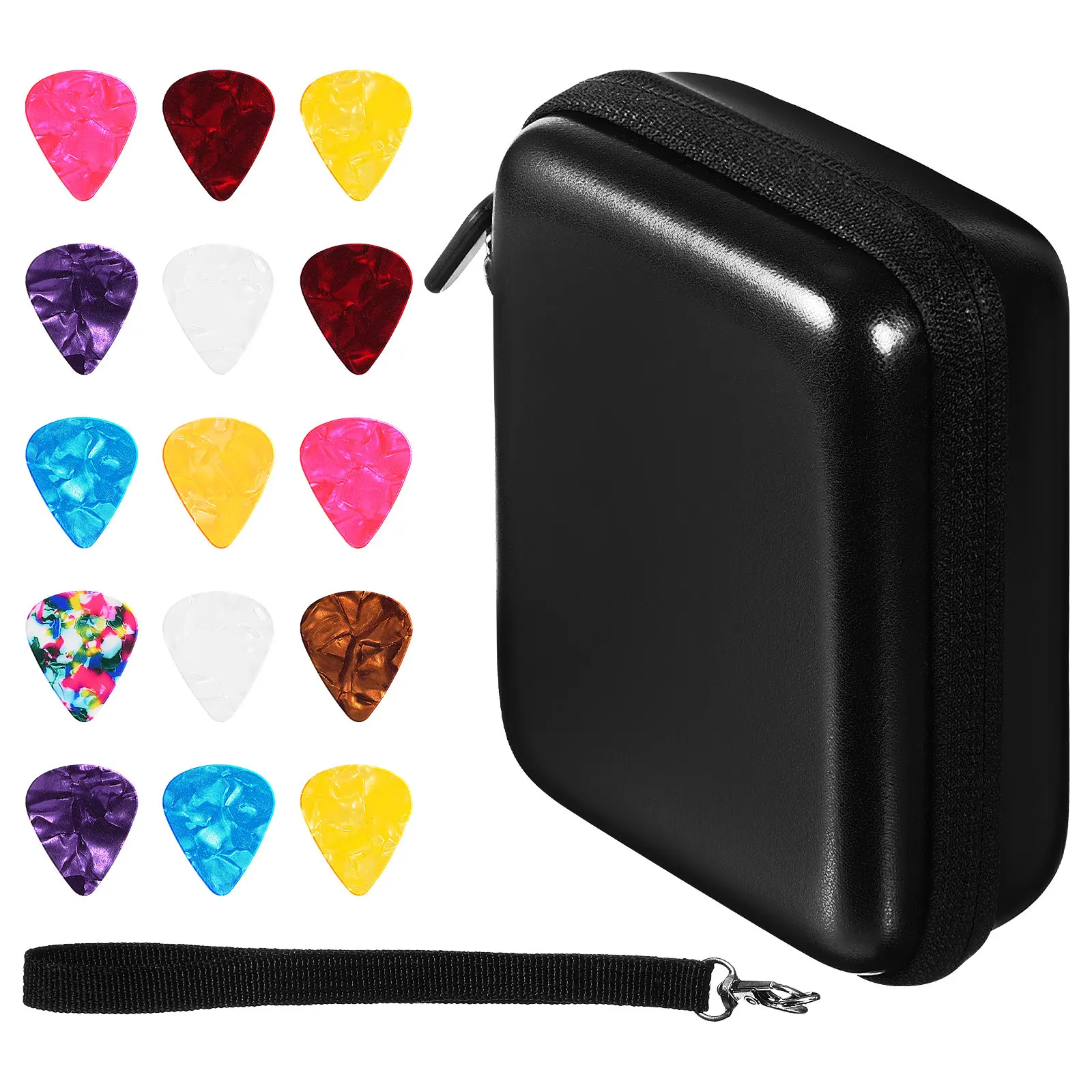 Guitar Pick Holder Case Portable Storage Pouch Organizer Large Capacity for Acoustic Electric Guitar Includes 15 Picks Dustproof