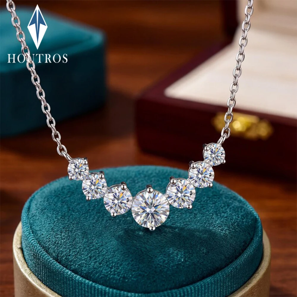Houtros 1.7/2.8CT Moissanite Pendant Necklace for Women 925 Sterling Silver Wedding Anniversary Fine Jewelry with Certificates