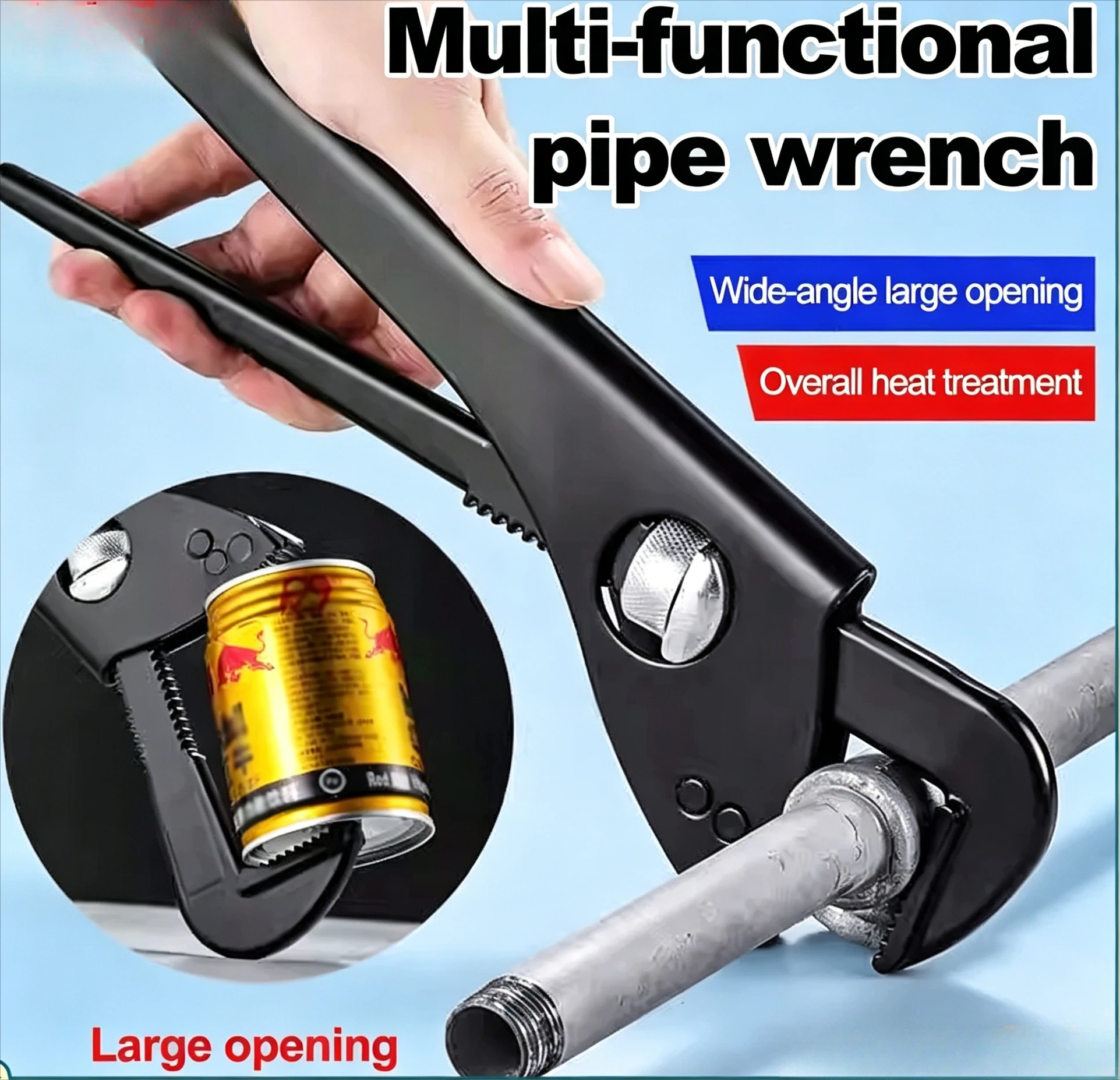 Hot-Selling Heavy-Duty Adjustable Wrench and Pipe Wrench, 10.5 Inches High Hardness Strong Torque Wide-Angle Grip Carbon Steel