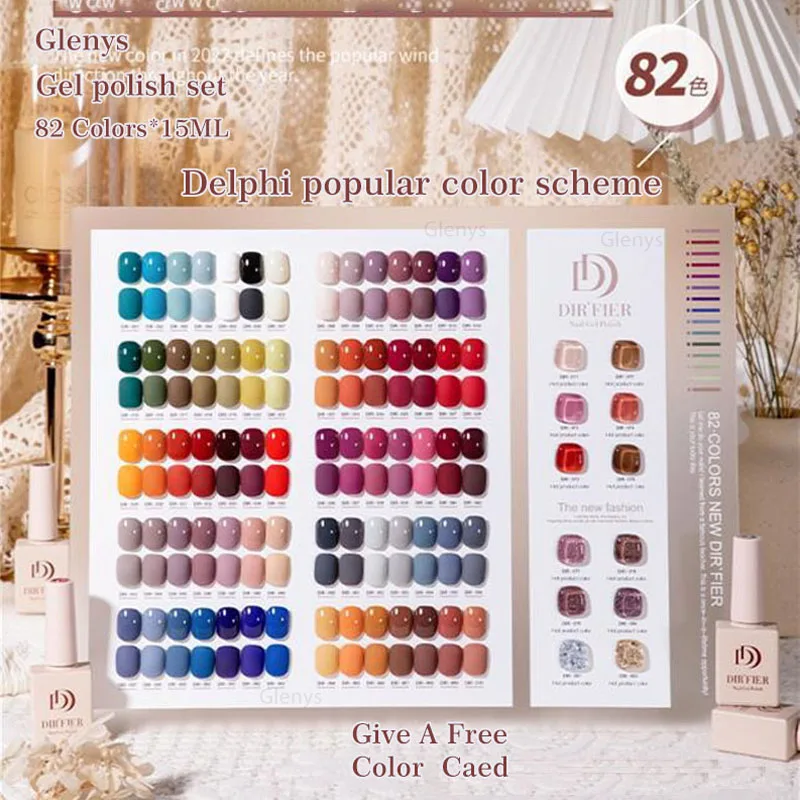 Glenys 82 Color gel Polishing Set Exclusive for Nail Salon High Quality Soaking gel UV Varnish 15ml Need Topcoat Nail gel