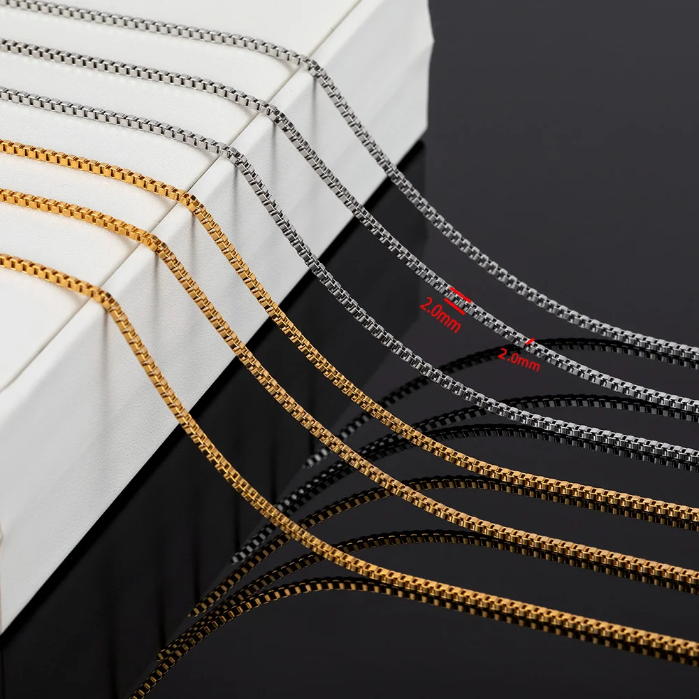 2 Meter Breite 1,5mm/2mm/2,5mm/3mm Edelstahl-Kastenkette für DIY-Schmuckherstellung für Männer und Frauen – Detail 3