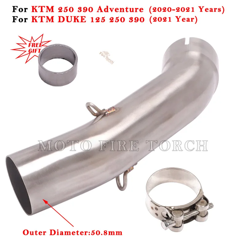 For KTM DUKE 125 250 390 2021 Years 250 390 Adventure 2020 2021 2022 Motorcycel Exhaust Modified Muffler 51mm Middlee Link Pipe 3