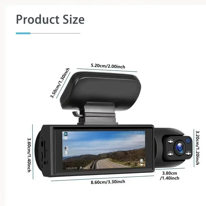 Dash Cam Front and Rear for Car, Count HD Car Camera with 3.16 Inch IPS HD Screen, Car Camera with 32G Memory Card