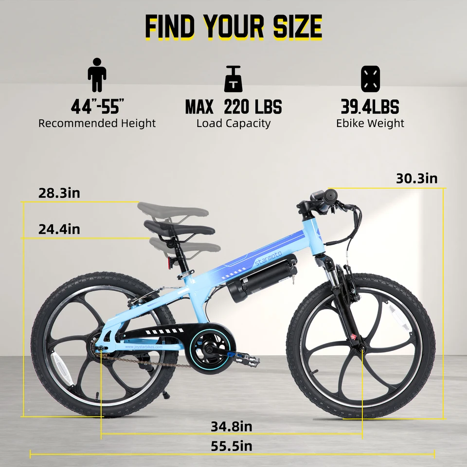 JOYSTAR 20 Inch Electric Bike for Kids & Teens Ages 7+ 250W Brushless Motor 15 Miles 15.5MPH Electric Mountain Bicycle Removable Battery Dual V-Brakes image 11
