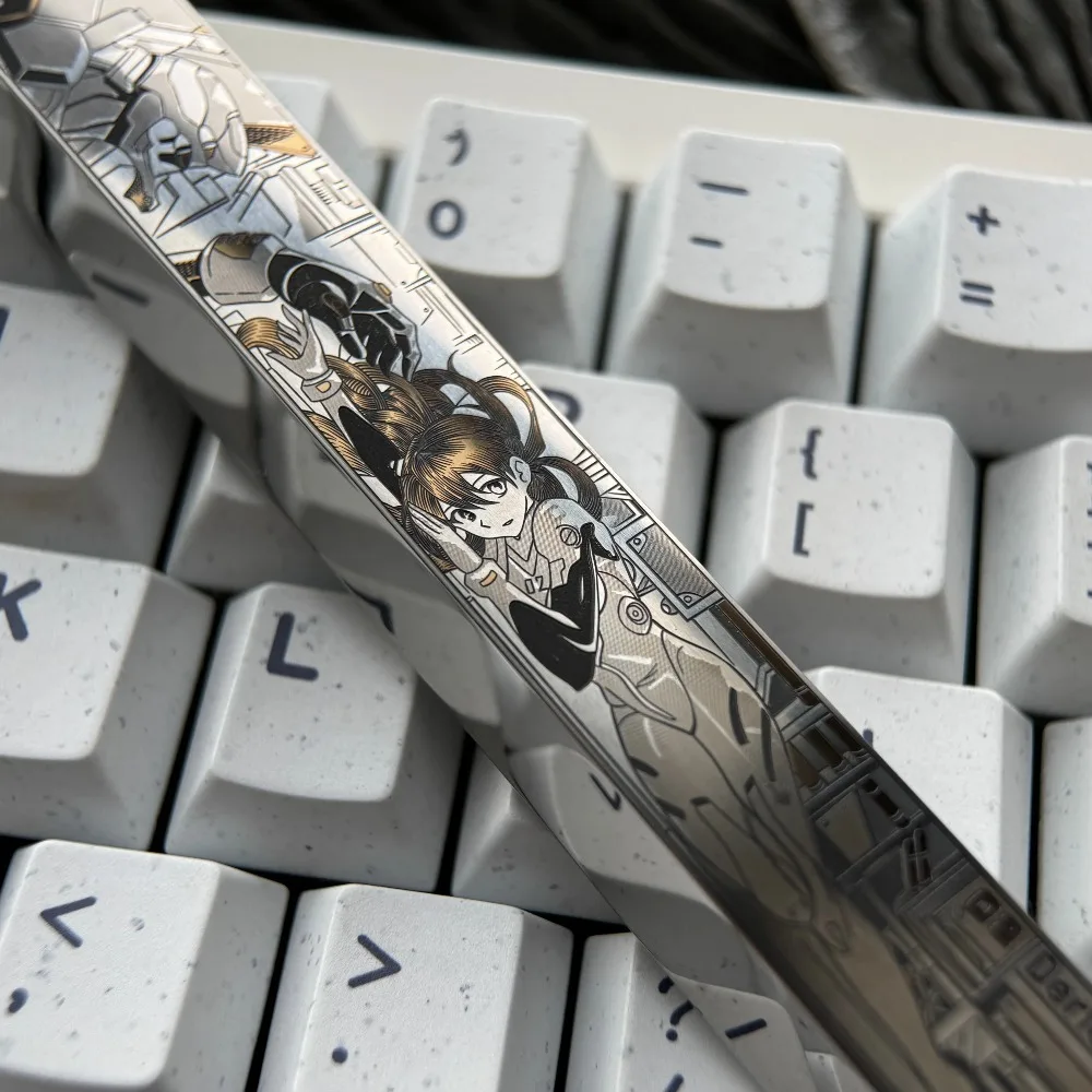 Anime EVA Asuka Precision Carving Space Key Colorful Titanium Alloy Keycap 6.25U Cross-Axis Game Esport Keyboard Accessories