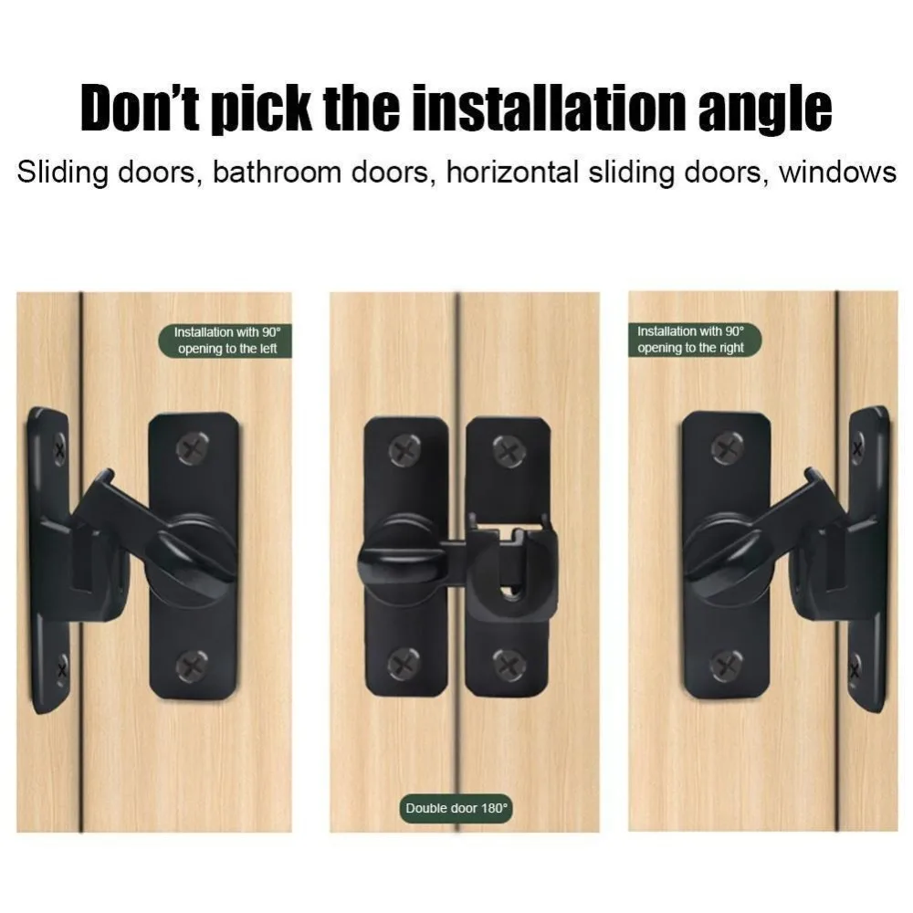 Klappriegel aus Aluminiumlegierung, 90-Grad-Klappriegel, Türverstärkung, Schlossriegel, Schaukelstangenschloss für Haustürschlösser zu Hause