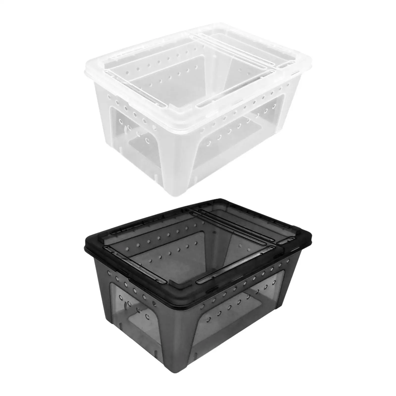 Stackable Plastic Reptile Terrarium Cage Double Opening Habitat Box for Aquarium Turtle Tank Breeding