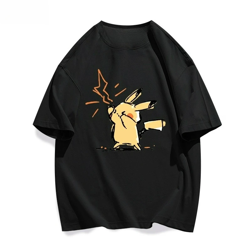 Y2k Zomer Trendy Pokemon Gedrukt Mannen Vrouwen Leuke T-shirt Korte Mouwen Tee Gym Kleding Pikachu Grafische Tee Harajuku Straat Tops