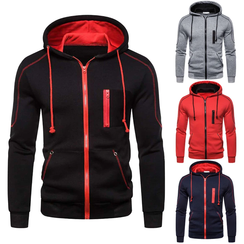 

Fashion Men Casual Zipper Sweatshirt Hoodies Sweatshirt Sports Pullover Hooded Jacket Zipper Coat