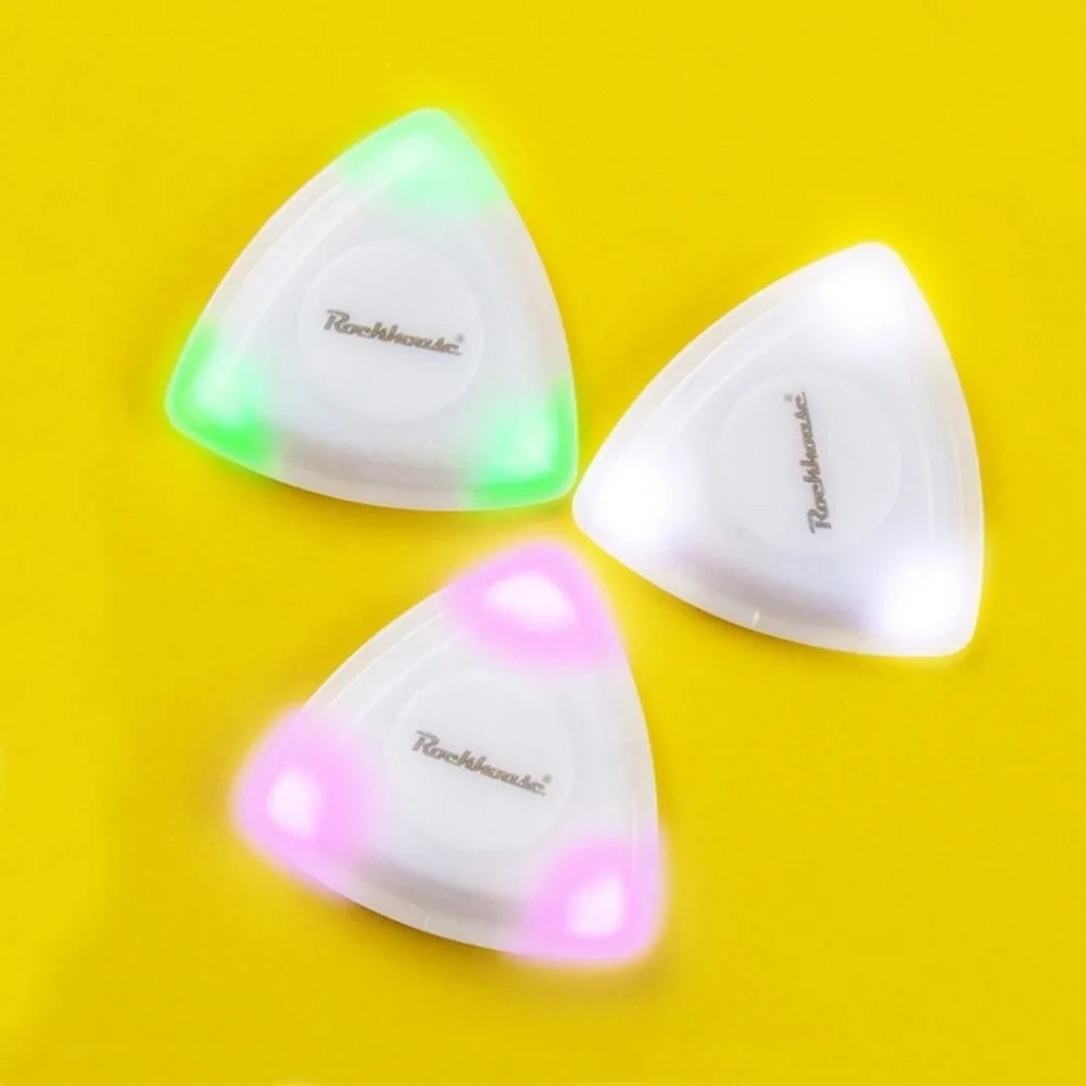 ABS Glowing Acoustic Guitar Picks Multicolors 4.1*4.1cm Touch Luminous Electric Guitar Bass with LED Light