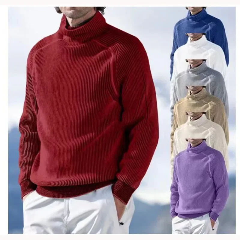 New Oversized Men's Clothing Hot Selling Knitwear with High Collar and Warm Bottom Top for Men